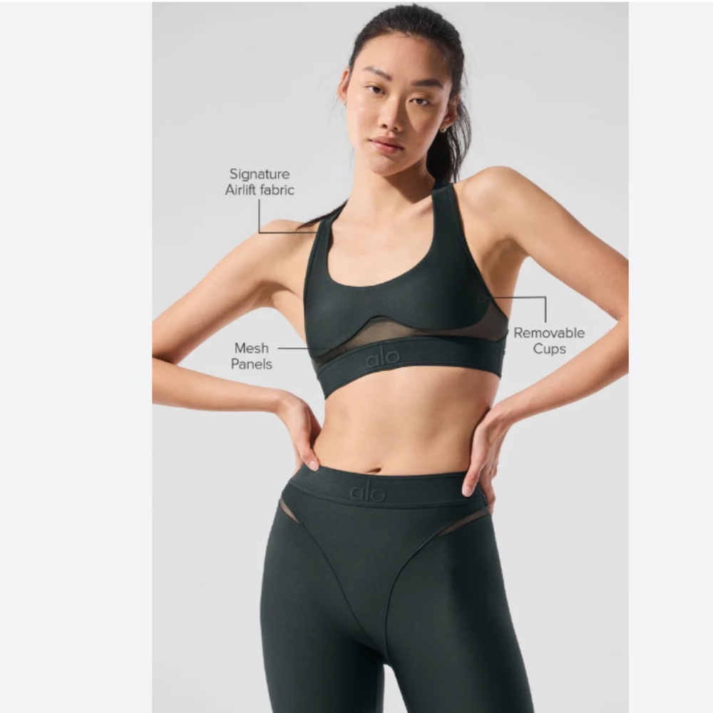 Alo Airlift Charcoal Green Rebel Bra Sz XS